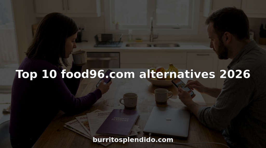 Professionals comparing food delivery apps in home kitchen