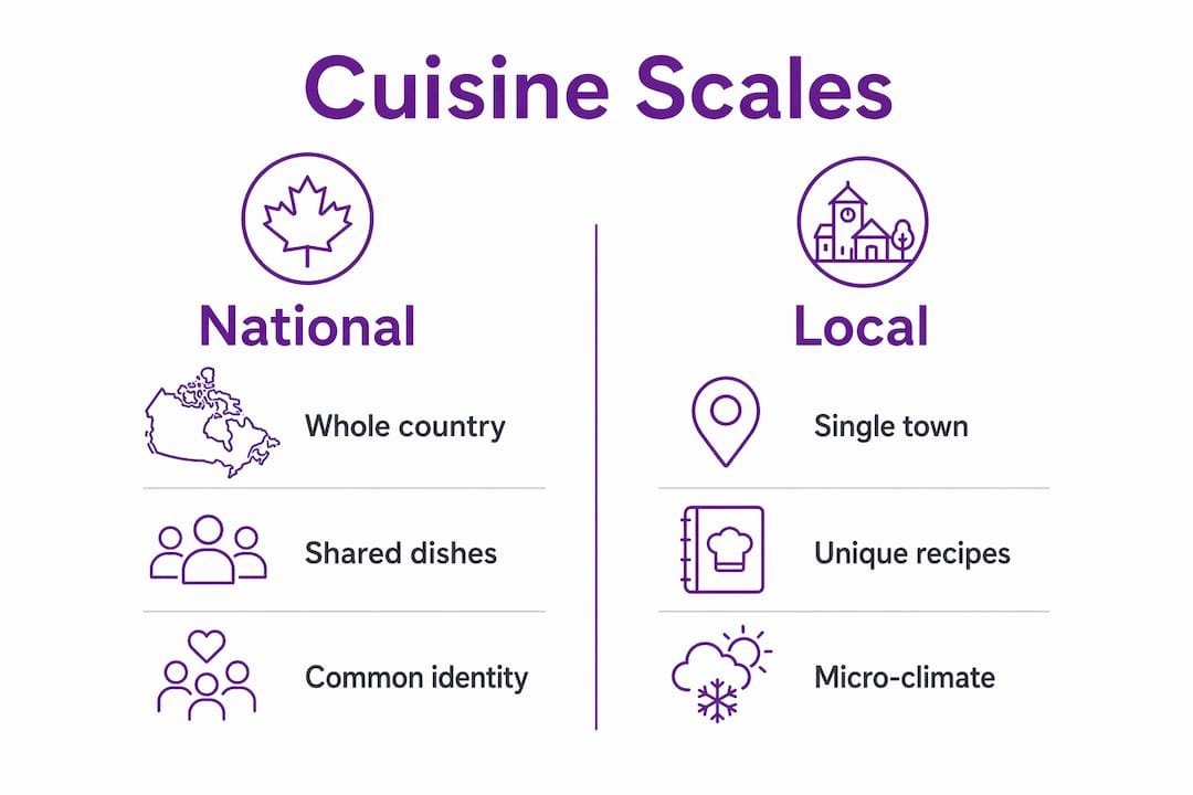 Infographic comparing national and local cuisine scales