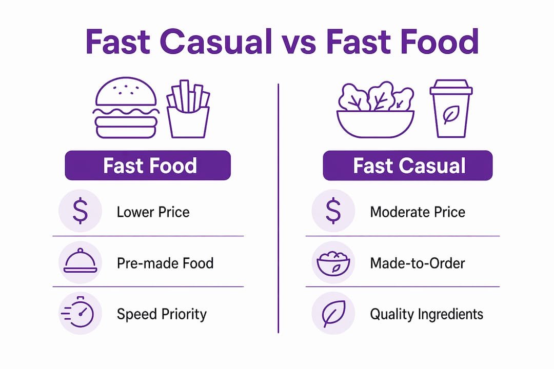 Infographic contrasting fast casual and fast food dining