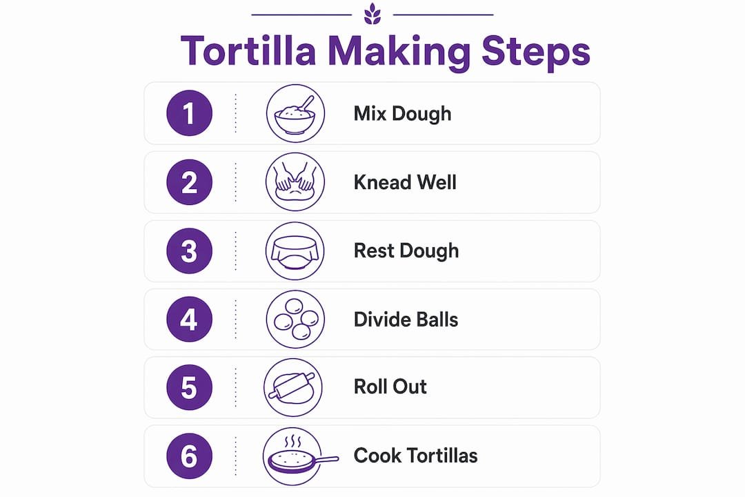 Infographic showing step-by-step tortilla making process