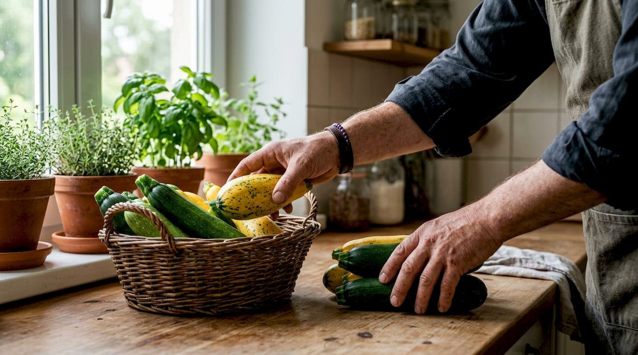 Hands choosing fresh local vegetables at market