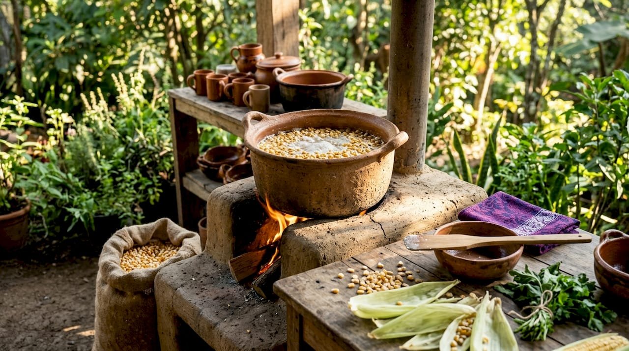 Traditional nixtamalization corn soaking process