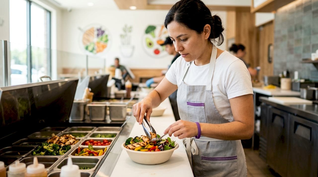Chef plating protein and fiber rich bowl