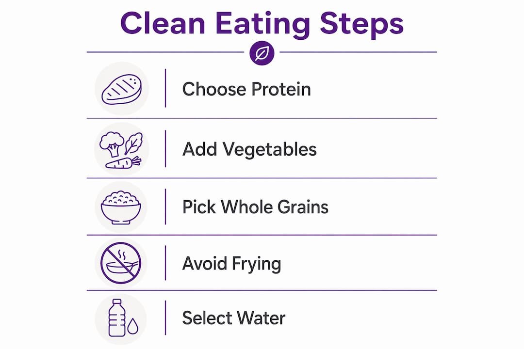 Infographic outlining steps to order clean fast-casual meals