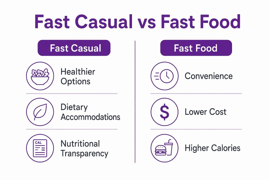 Infographic comparing nutrition of fast casual and fast food dining
