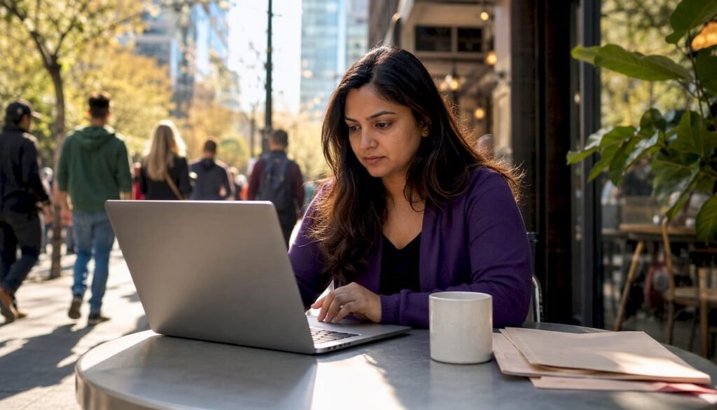 Woman ordering group meal online at home