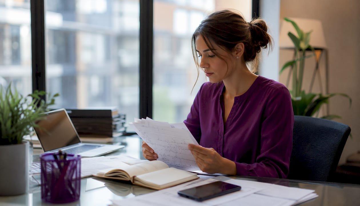 Hands organizing local supplier invoices
