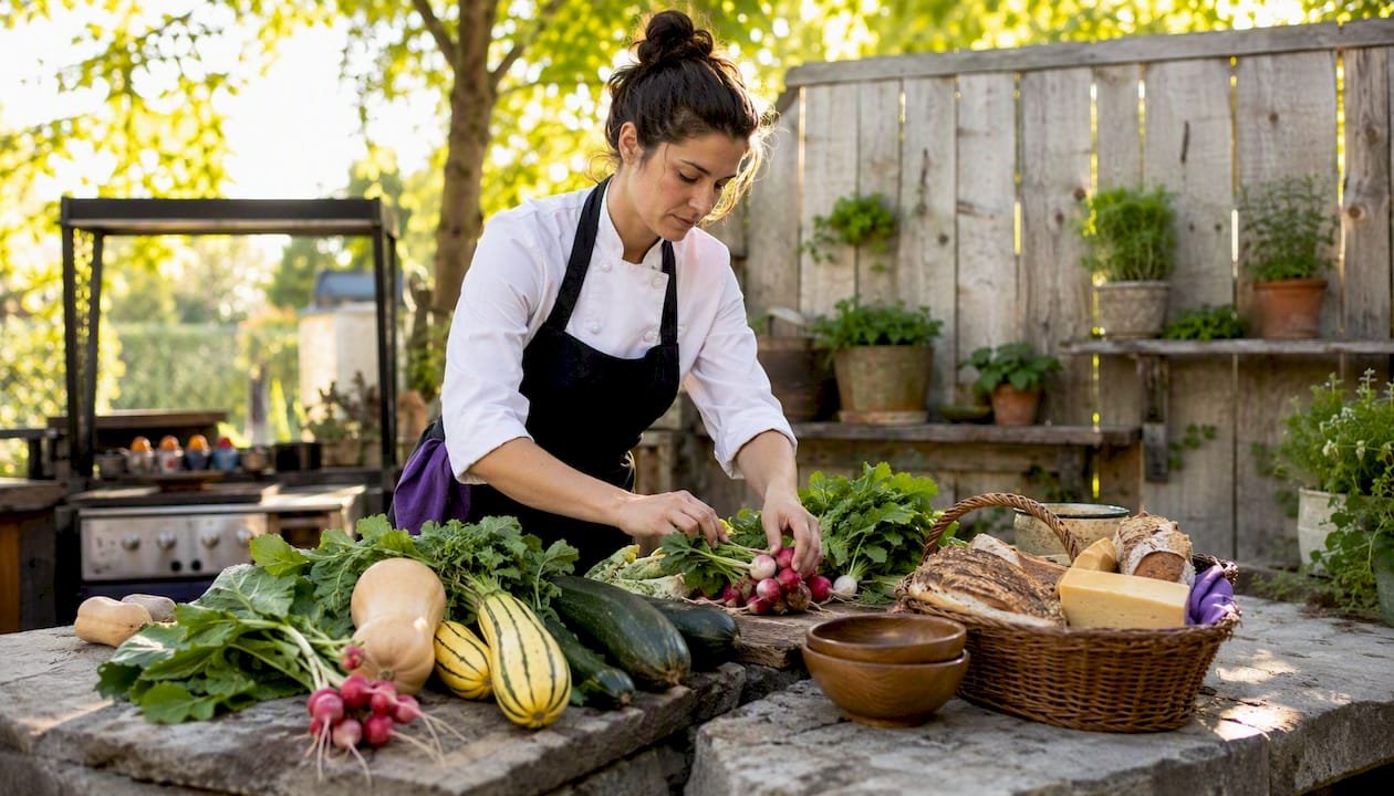 Chef preparing Manitoba seasonal produce in kitchen