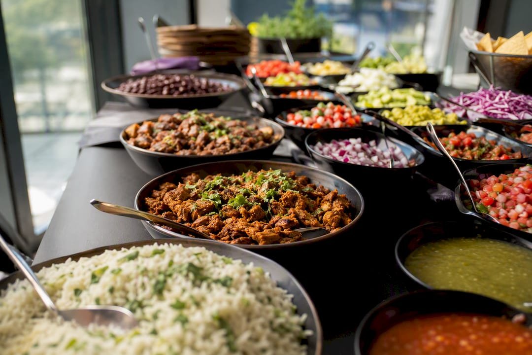Build-your-own taco station with toppings selection
