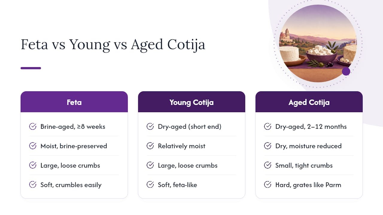 Comparison of feta and cotija aging characteristics