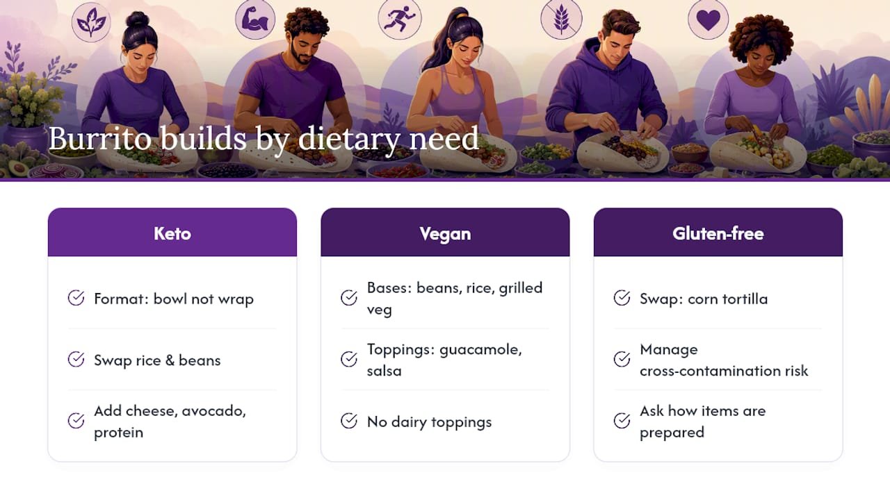 Keto vegan and gluten-free burrito options