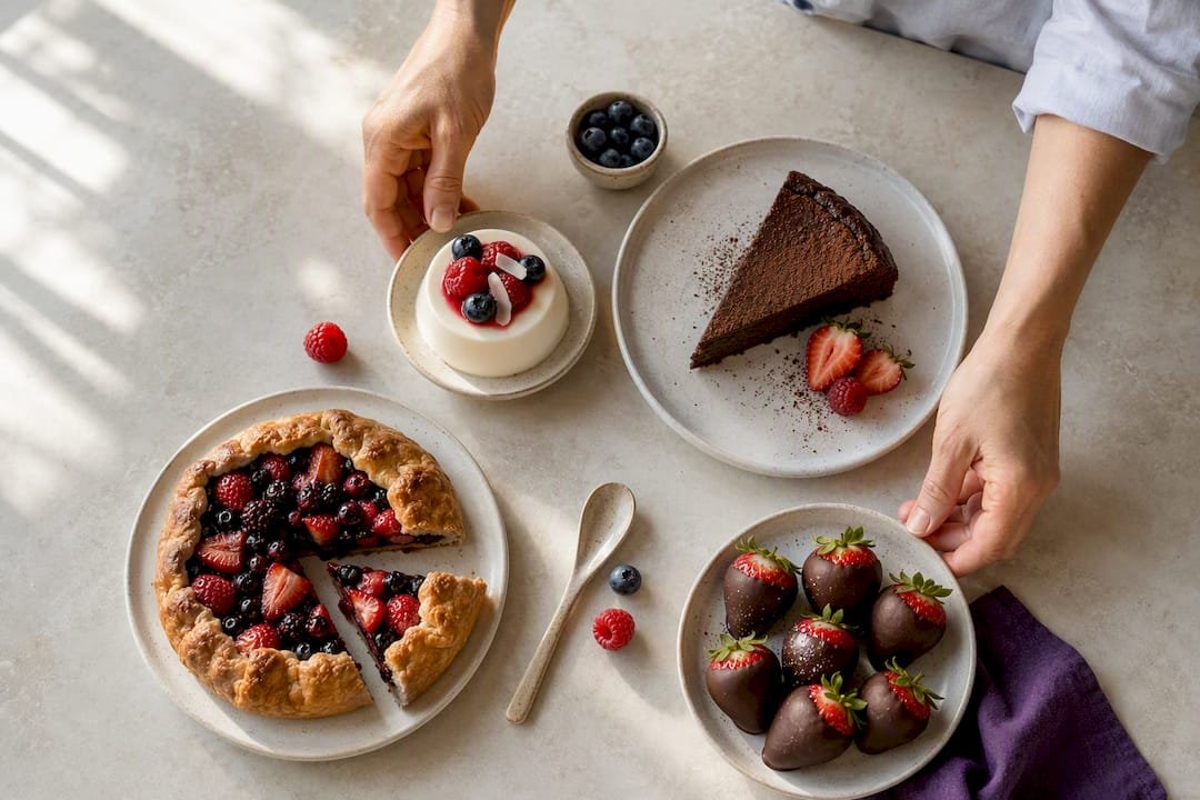 Dairy-free desserts arranged for a party