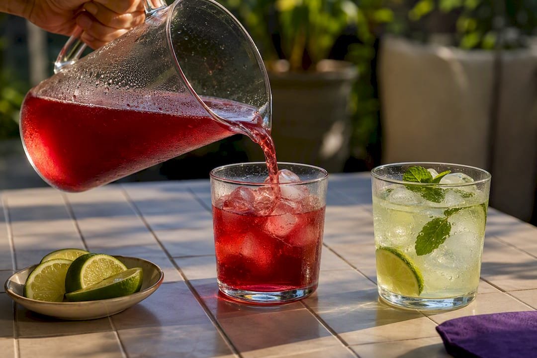Hibiscus agua fresca and sparkling limeade