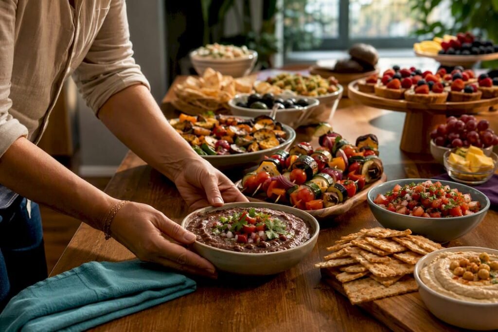 Dairy-free party spread on dining table