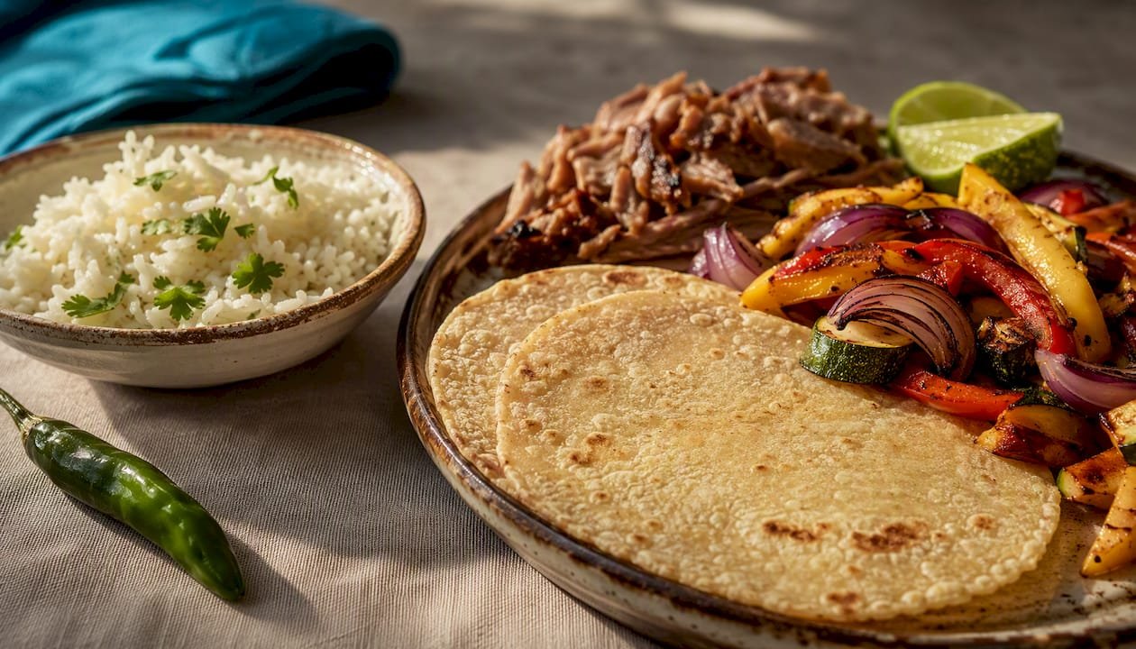 Paleo Mexican ingredients beside partial plate
