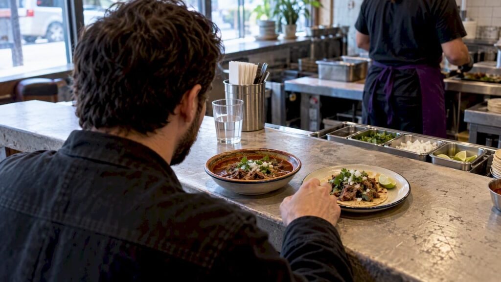 Birria and barbacoa compared at restaurant counter