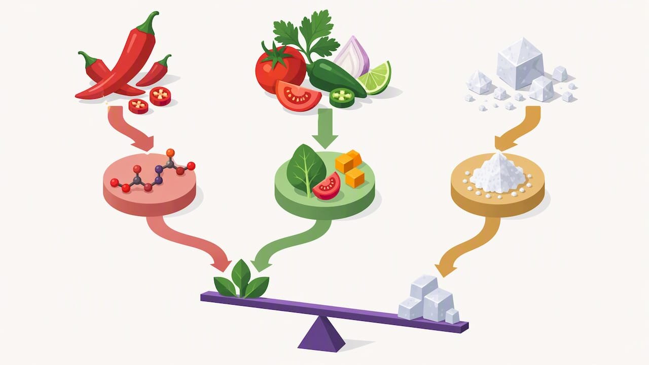 Illustration of chili health trade-offs