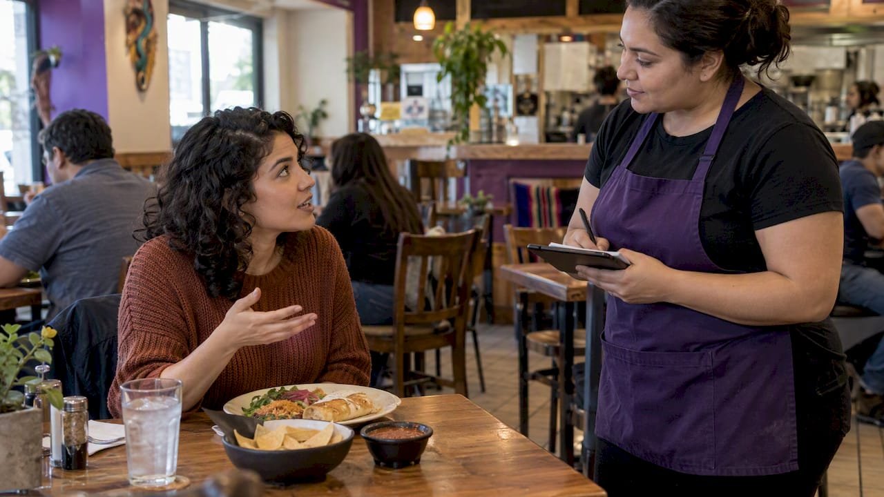 Diner asking a server for no added salt