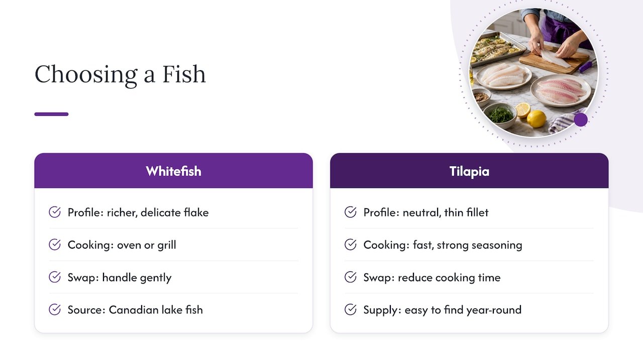 Whitefish and tilapia cooking differences compared
