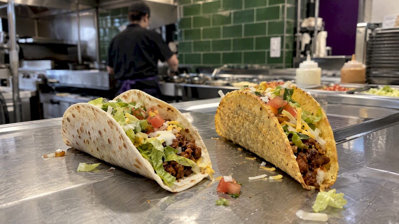 Hard and soft taco shells side by side